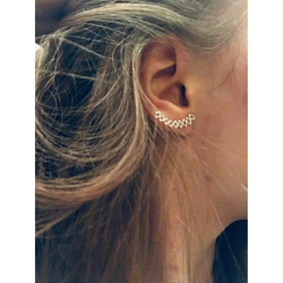 Geometric Diamond Climbers Earrings - Picture 8 of 8